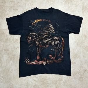 Skulbone Grim Reaper On Skeleton Horse Sematary Haunted Mound T-Shirt